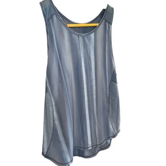 Lululemon Women 6 Sculpt Tank Brushed Spray‎ Dye White Code Blue Mesh Back Long - Picture 4 of 12